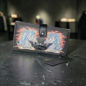 Ed Hardy Black Wallet with Horse Design